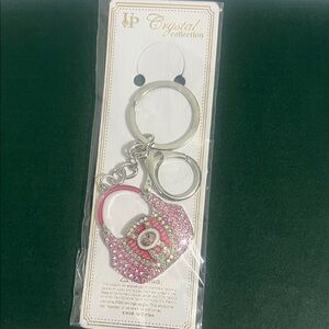 Pink Crystal Purse Keychain
